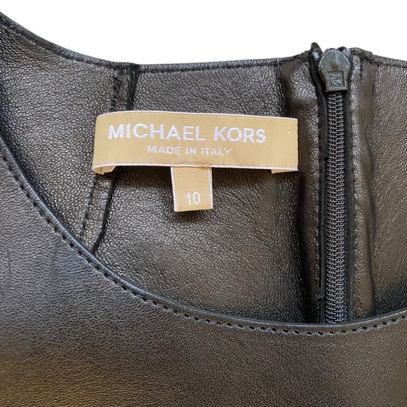 Michael Kors Italian Dress Wool Swirls Over Black Lace Silk Lining Leather Upper - Picture 2 of 14